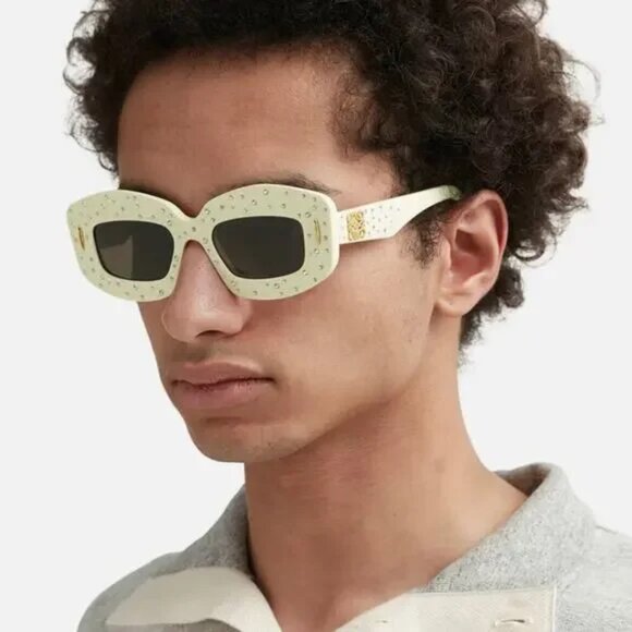 Loewe Men Sunglasses Crystal White Brown Rectangle LW4114IS 25E NEW AUTHENTIC - Picture 11 of 11